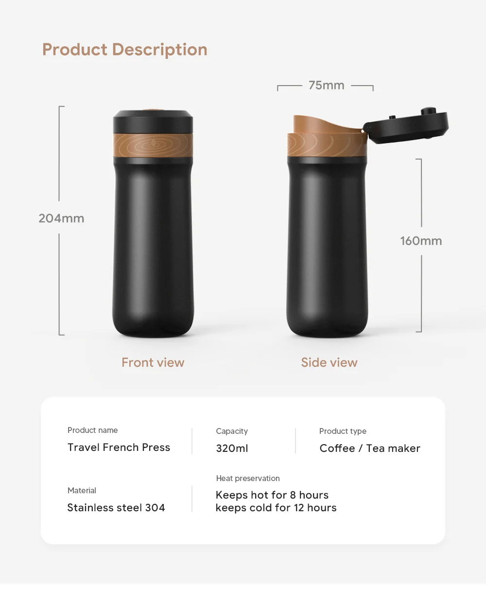 Portable French Press Coffee Maker 2