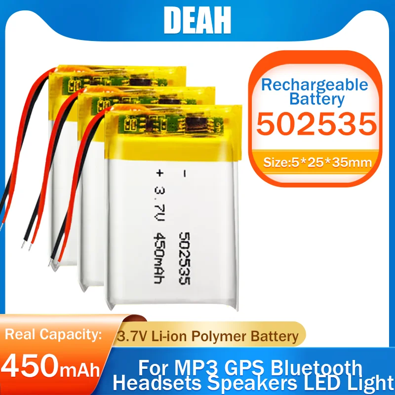 502535 052535 3 7 V 450mAh литий-полимерная литий-ионная аккумуляторная батарея для MP3 MP4 DVD GPS