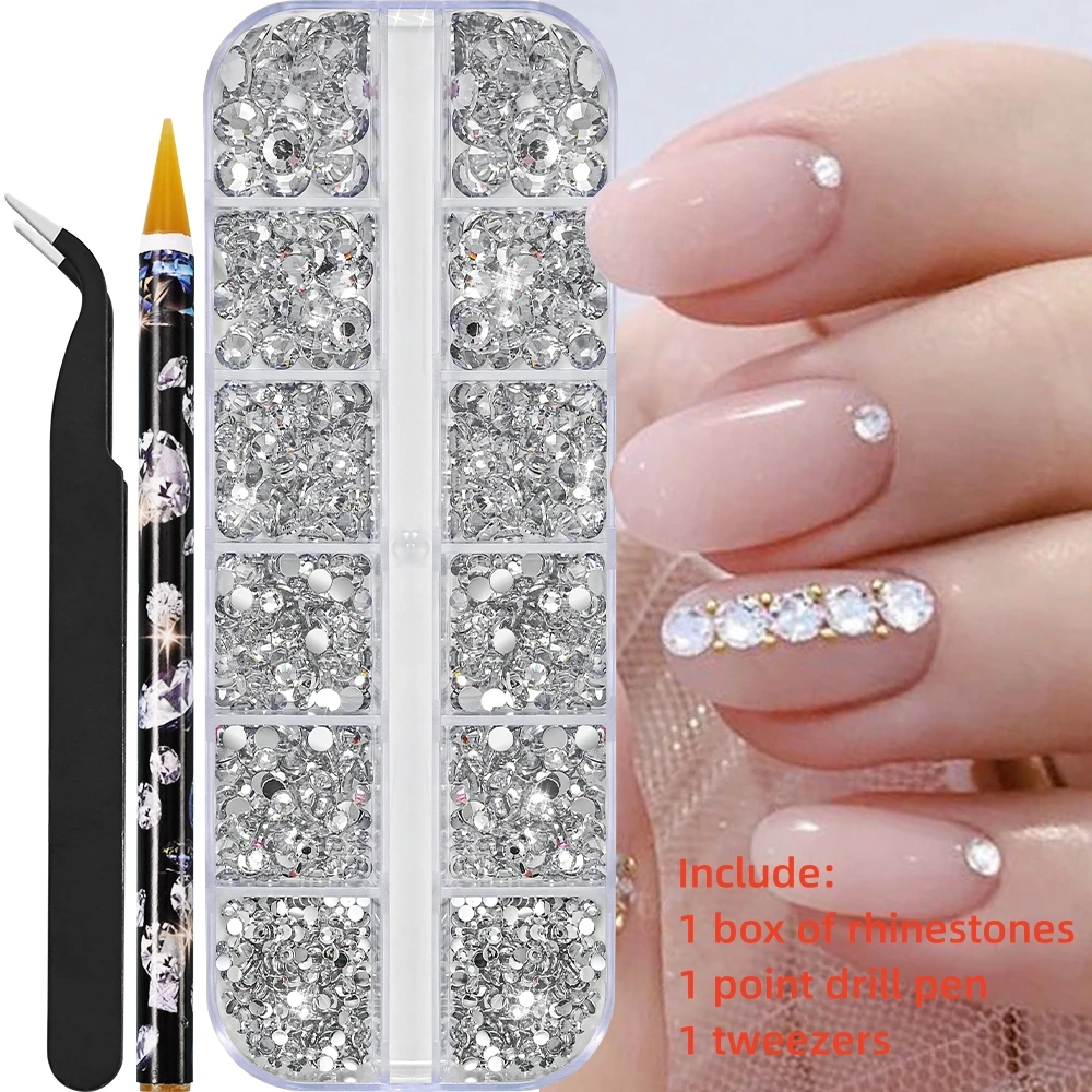 Sparkling Crystal Nail Art Rhinestones Kit with Tools