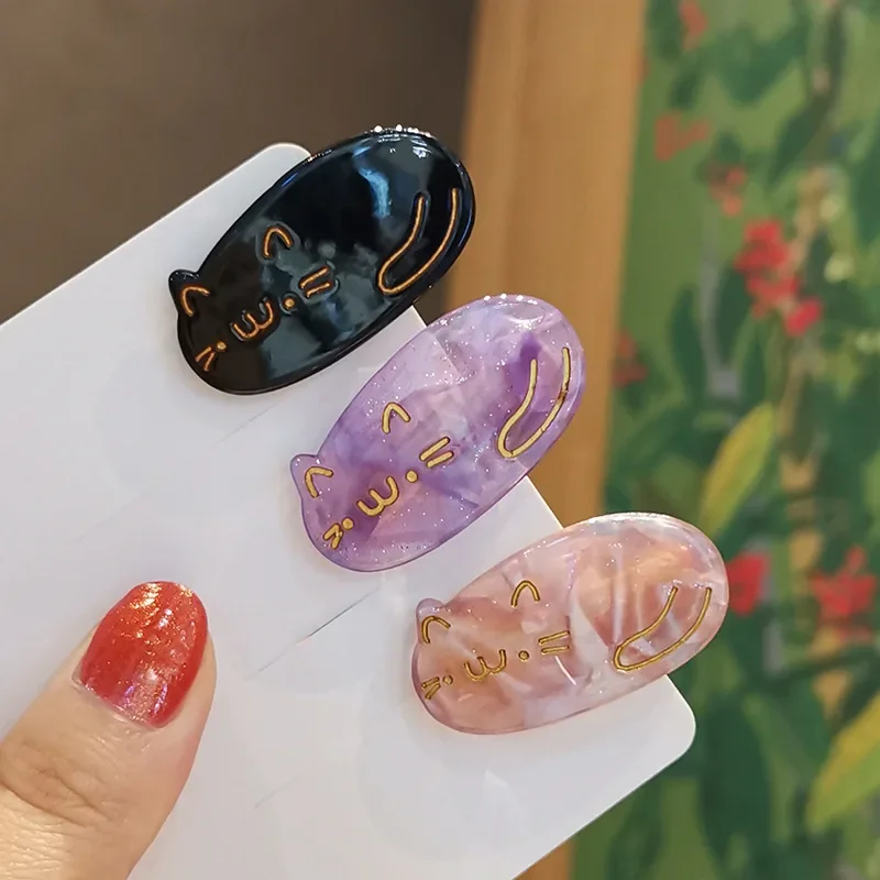 Fashion Women Cute Cat Acetate Hairpin Girls Hair Clip Korean Sweet Headband Barrettes Trend Hair Accessories Kids Ornaments