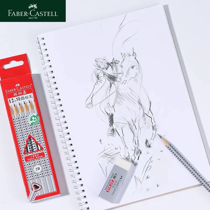 6/12pc Faber-Castell Grip Graphite EcoPencils for General Purpose Use,Grip Dots and Triangular Shape BREAK RESISTANT LEADS 5