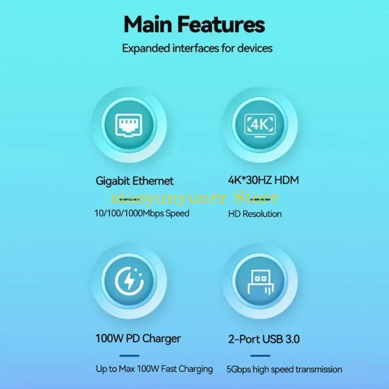 Surface 8 9 X용 P9JB 허브 도킹 스테이션 스플리터 Type-C RJ45 1000mbps PD 100W
