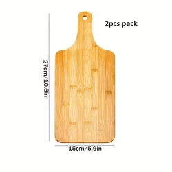 Bamboo Wooden Cutting and Serving Board with Handle for Kitchen and Charcuterie (2 pcs small)