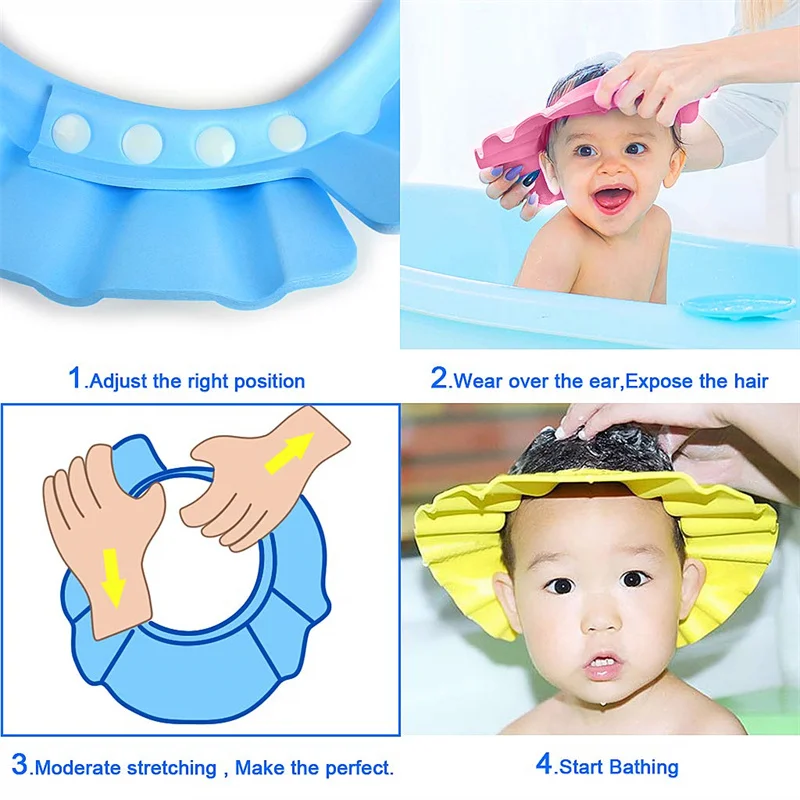Baby Hair Wash Hat Shield Adjustable Waterproof Protect Eye