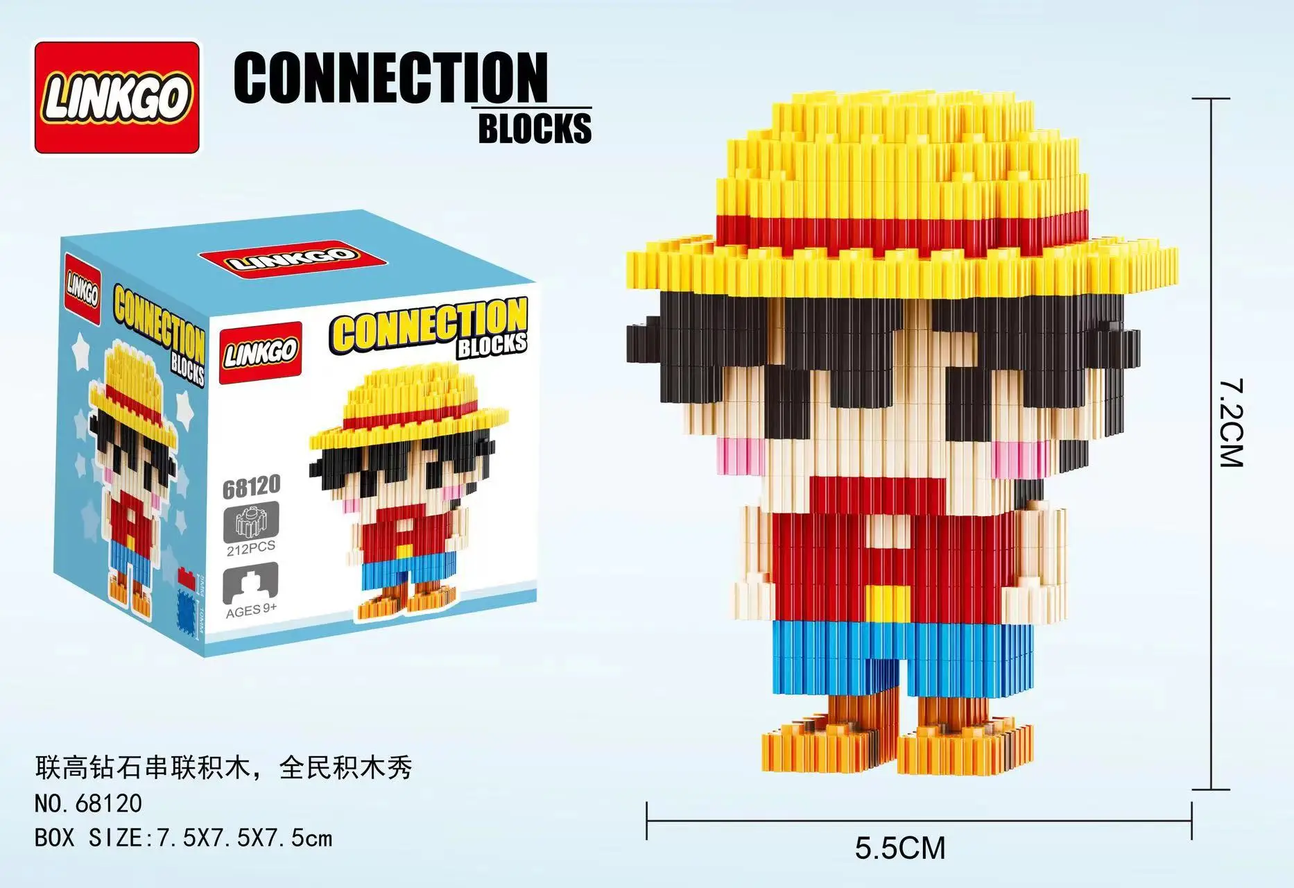 thumbnail image 1 of 200 piezas + One Piece Anime Building Blocks Kakashi Luffy Gaara Chopper Modelo Connection Mini Brick Figures Juguetes para niños, 1 of 5