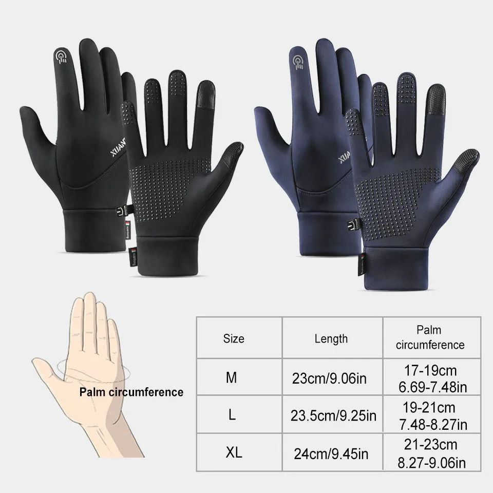 1Pair Winter Outdoor Warm Padded Gloves Touch Screen Non-slip Windproof Waterproof Running Hiking Gloves Stretchy Comfortable 5