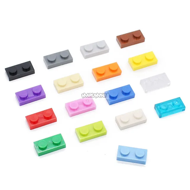 Marumine 1x2 Plate Brick 100PCS Building Blocks Baseplate 3023 Accessories Bulk Parts Developing Classic MOC Brick Toys for Kids 2
