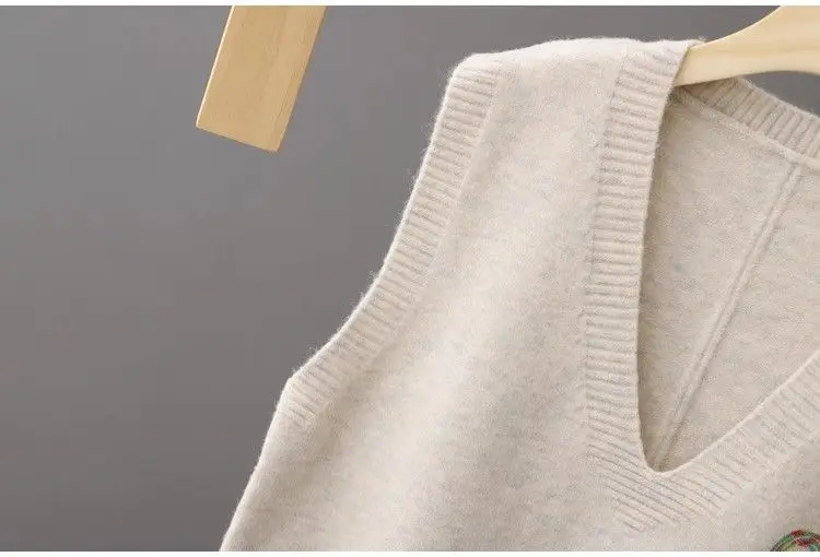 2025 herbst Stapeln Neue Lose Retro Gestrickte Pullover Weste frauen Weste Koreanischen Stil Ärmelloses Top – Detail 11