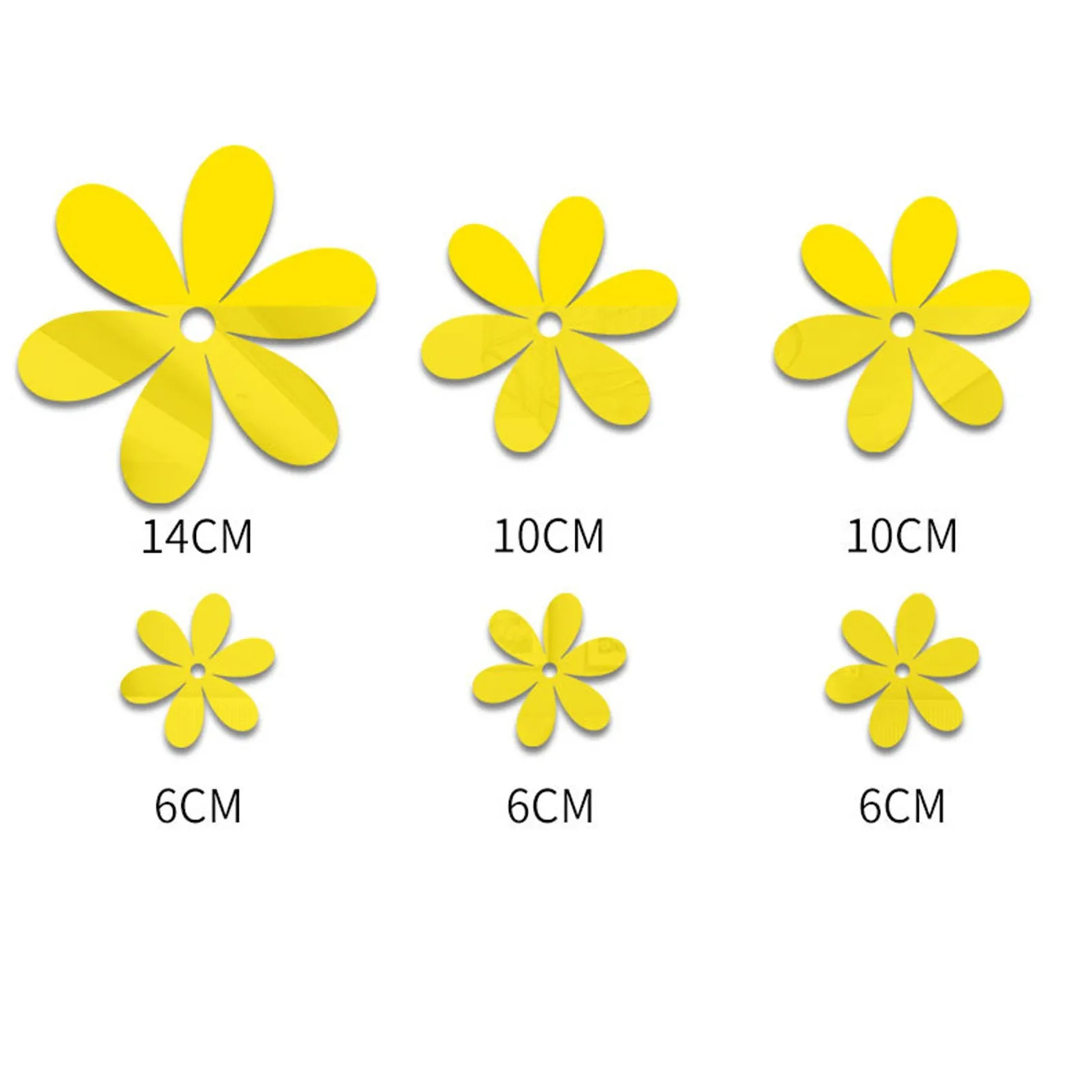 6 Pieces 3D Acrylic Removable Flowers Mirror Wall Stickers DIY Sticky Mural Stickers Flowers For Home Living Room Bedroom
