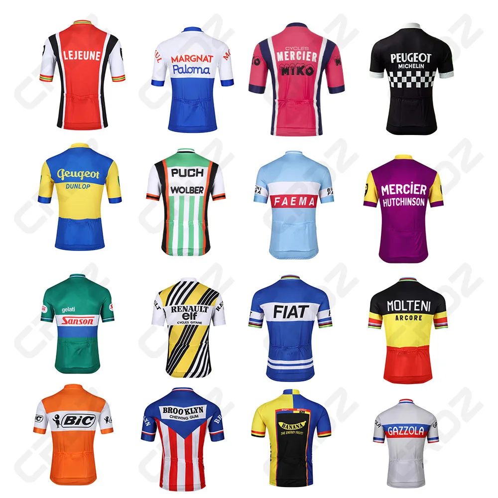 16 Styles Retro Lejeune BP Margnat Mercier Puch Wolber Men Short Sleeve Cycling Jersey 2