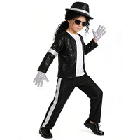 Vêtements pour enfants Michael Jackson, déguisement d'Halloween, fête d'anniversaire, spectacle de danse, costume pour enfants, star pop, tenues pour garçons et filles 2