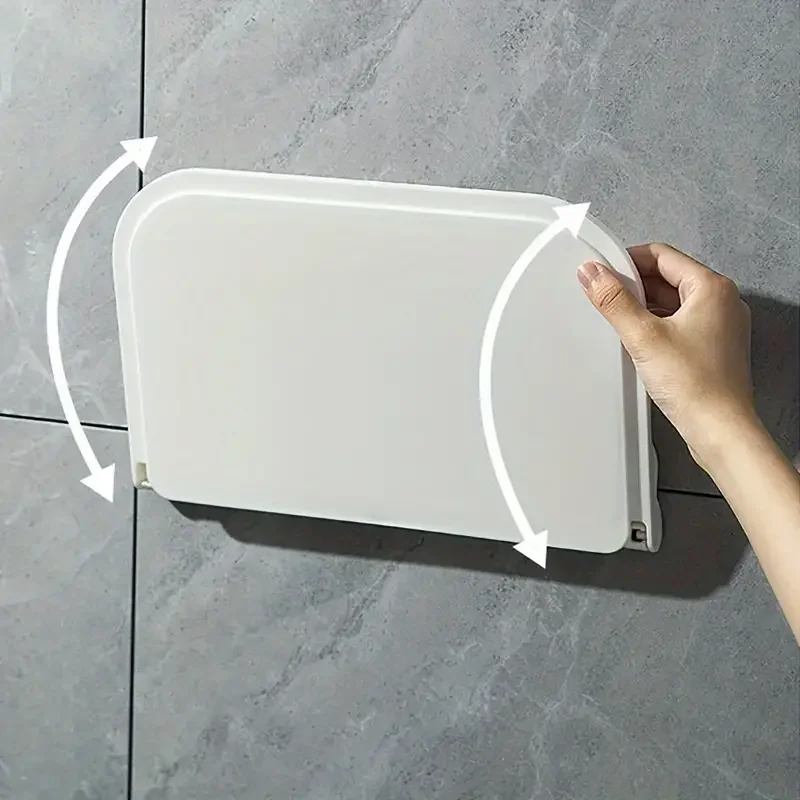 1pc Foldable Wall-mounted Shelf For Bathroom Toilet Kitchen Bedside No Drilling Phone Storage Wifi Router Storage foldable shelf