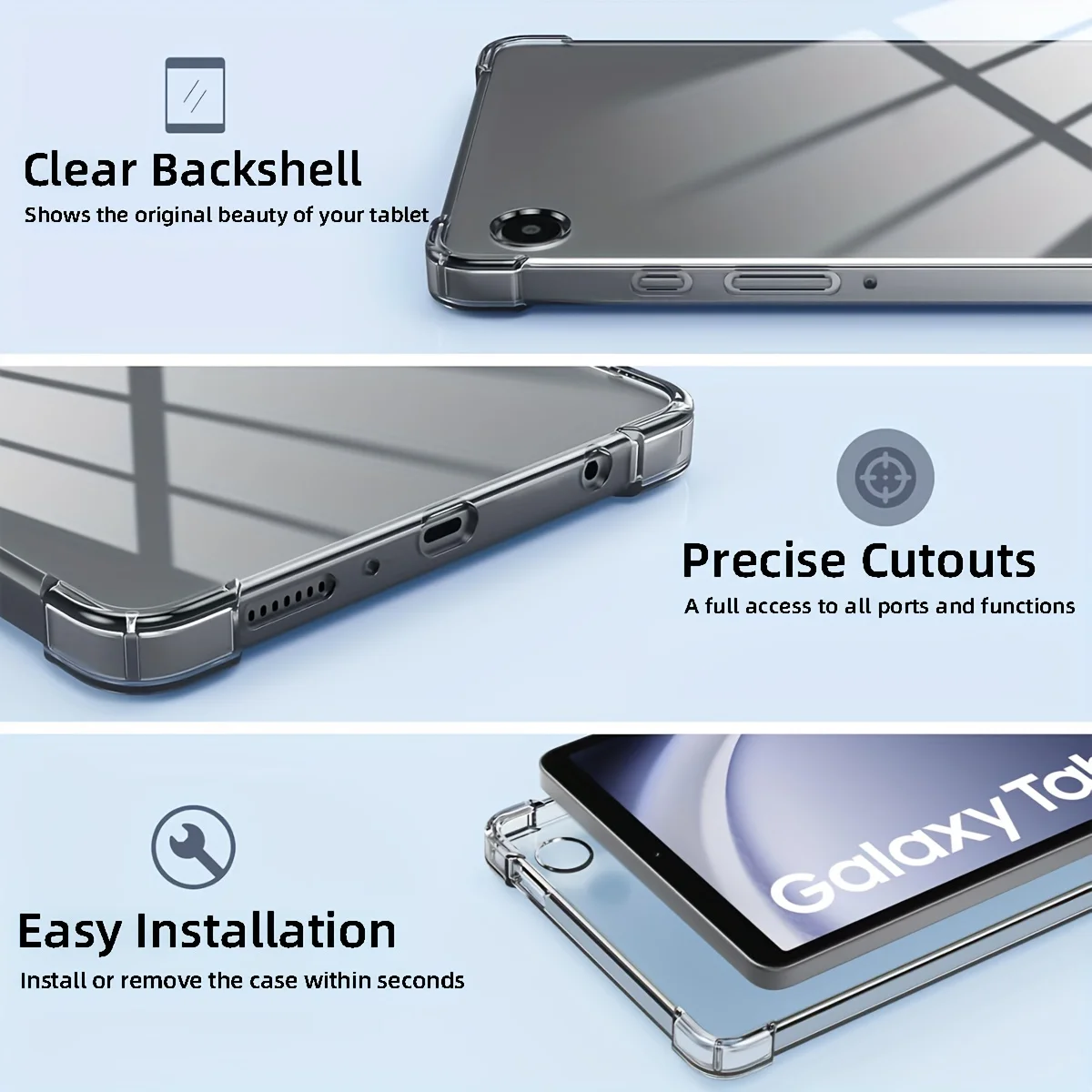 Crystal Clear Protective Tablet Case - Sleek and Durable Design