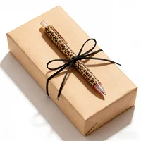 Leopard Print Retractable Ballpoint Pens – Stylish Smooth Writing Office Stationery Set, Black Ink, No Cap, Multi-Color Barrel 2