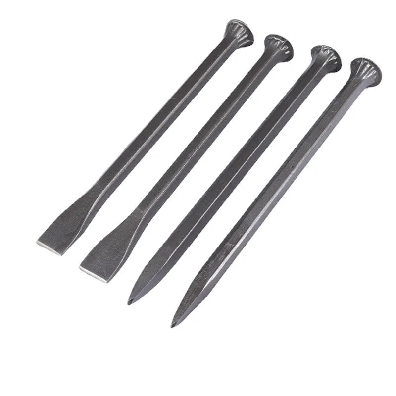 1PC Pointed/Flat Mouth Chisel Handmade Alloy Tungsten Steel Chise Stone  Splitting Chisel For Carving Stone