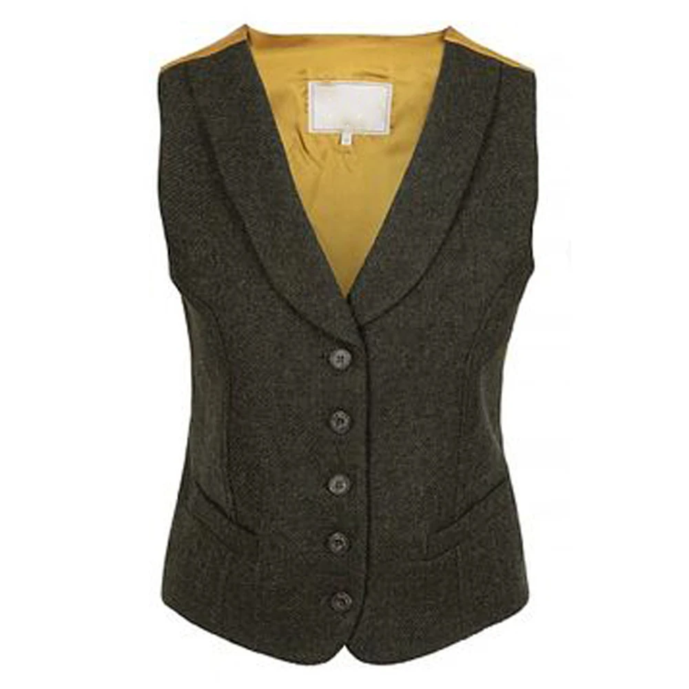 

Women's American Sweetheart Vest Single Breasted herringbone Casual Business Vests for Women Winter Clothes vests for women