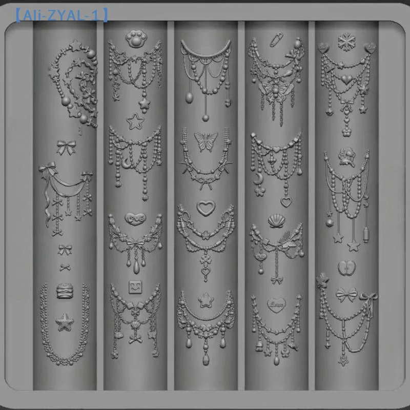 【ZYAL-1】1개 네일 아트 장식 귀여운 나비 비즈 체인 네일 3D 네일 몰드 실리콘 오각형 네일 아트 액세서리