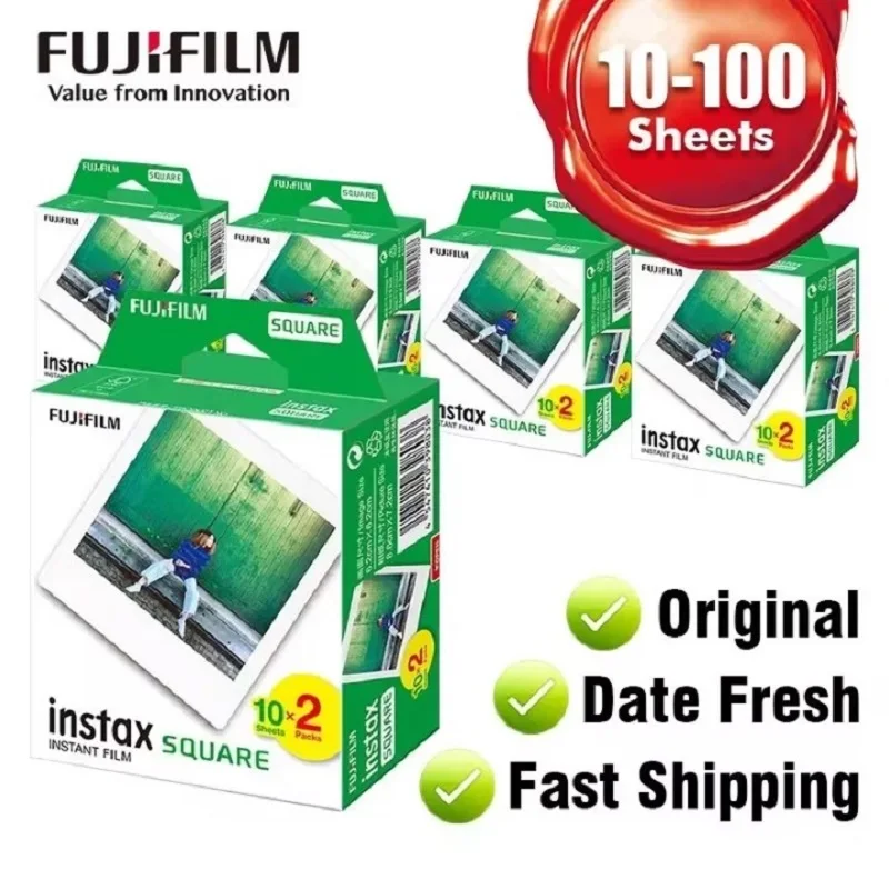Genuine Fujifilm Instax Square Instant White Edge Film Color Film For Fuji SQ10 SQ6 SQ1 SQ20 SP3 Hybrid Format Cameras