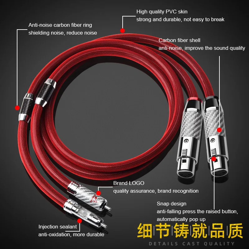 Hifi Dual XLR Male to Dual RCA Male Cable Pure silver 2 XLR to 2 RCA Audio Wire for DVD Amplifier
