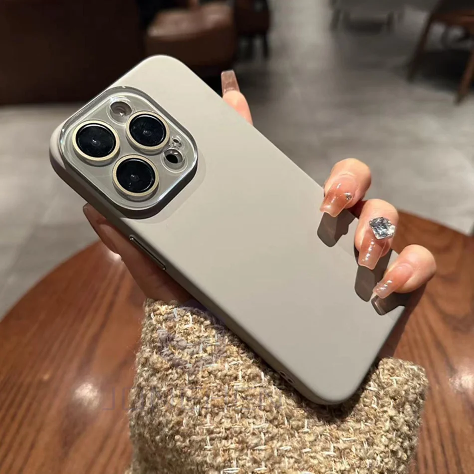 Luxury Crystal Lens Glass Protection Slim Matte Shockproof Case - Solid Color, Hard PC Cover