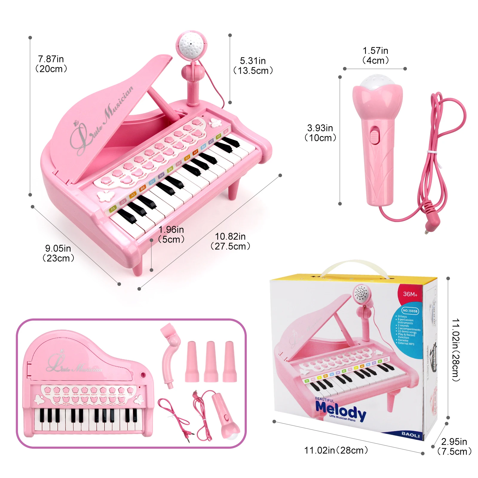 Kids Electronic Keyboard Piano Toys Kids Musical Instrument with Microphone Mini Piano Toys Educational Toys for Kids Gifts 2