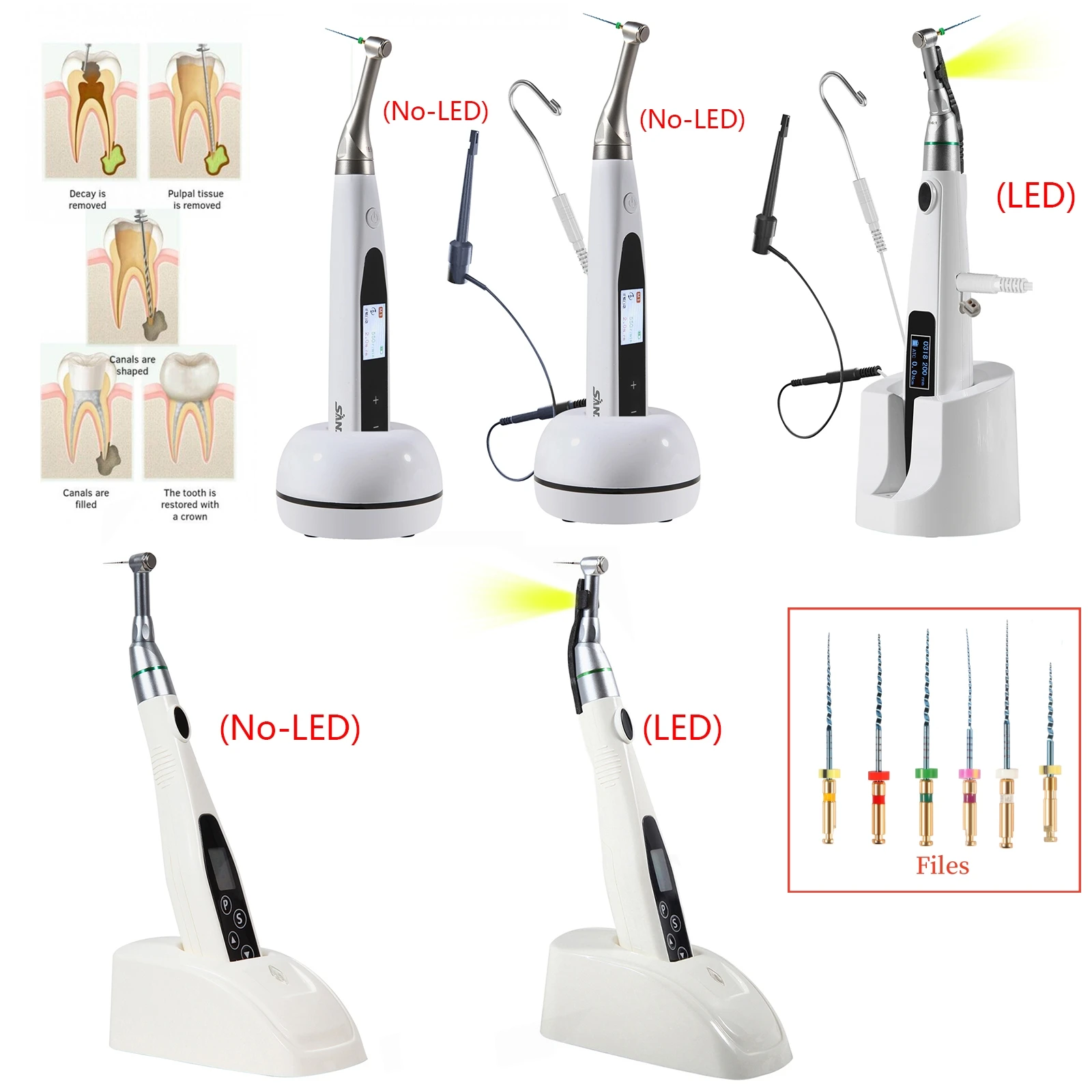 Motor Endo Dental ReciprocanteLED/No-LED 16:1 Endodoncia ​ Tratamiento del conducto radicular / Archivos NiTi