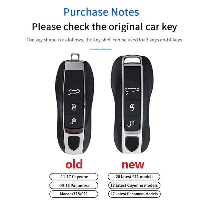 Genuine Leather Car Key Case Cover Protective Keychain For Porsche Boxster Cayman Panamera Cayenne Macan 718/911 Taycan