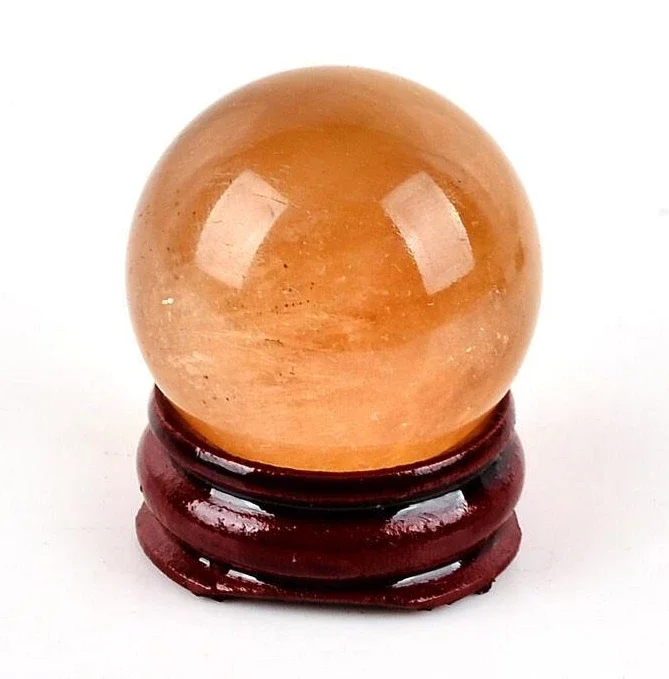3cM natural orange Calcite Sphere Crystal quartz Ball Chakra Healing rock Reiki Stone Carving Crafts with stand(1 PC) 3