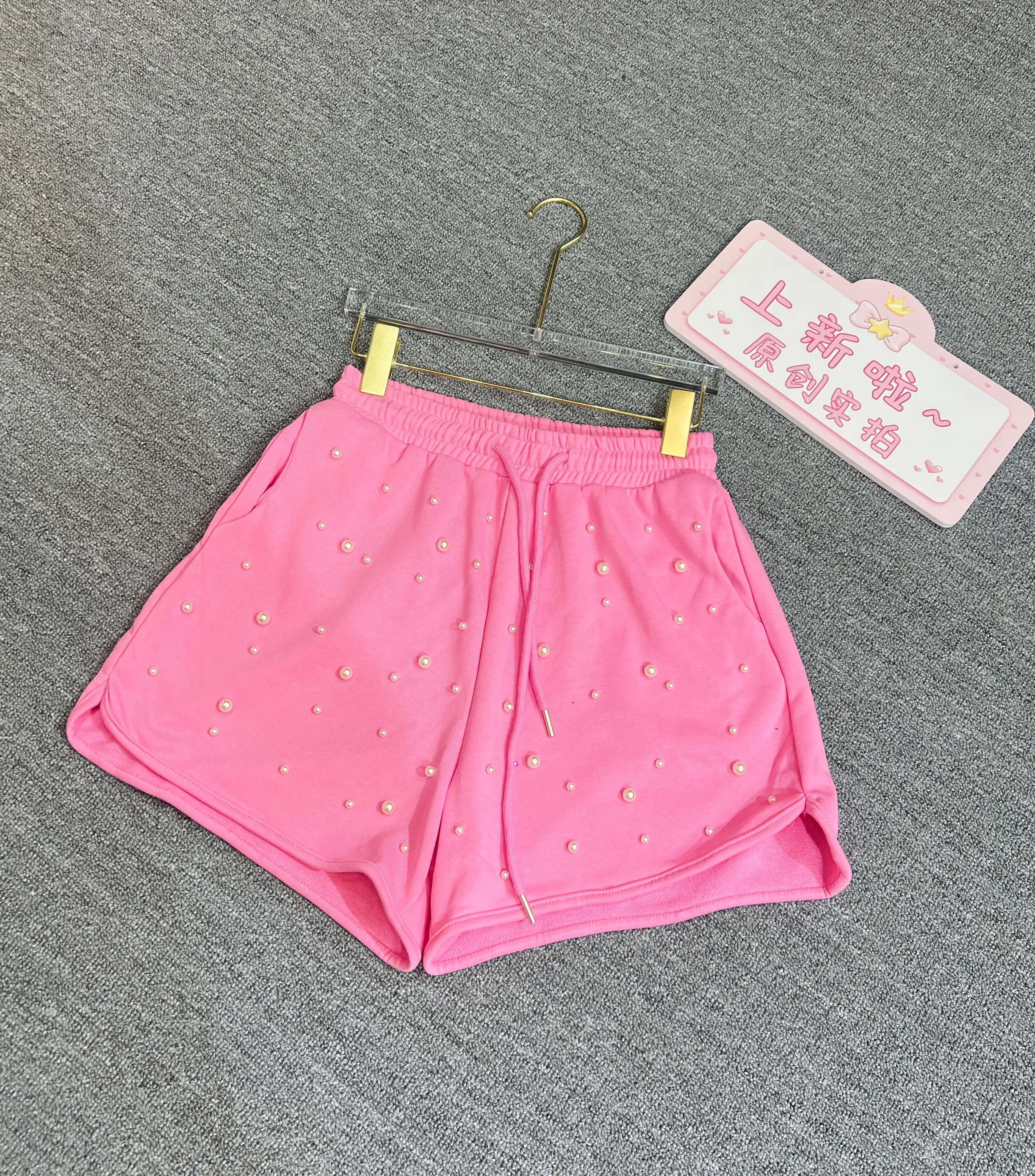 Heavy Beads Casual Pants for Women 2024 Summer Clothes New Fashion High Waist Loose Slimming European Sports Wide Legs Shorts