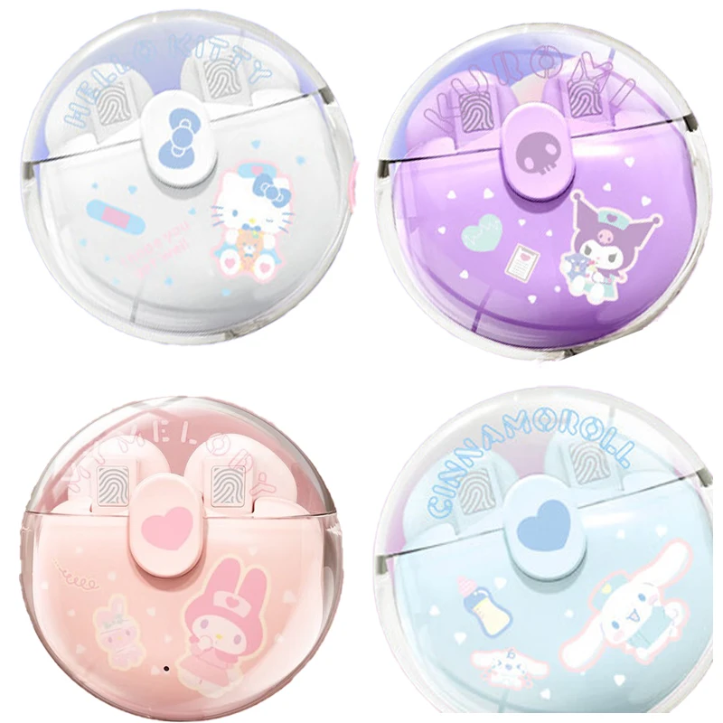 

Kawaii Hellokittys Kuromi My Melody Мультяшные наушники шумоподавление прозрачный мультяшный персонаж студент беспроводной Bluetooth