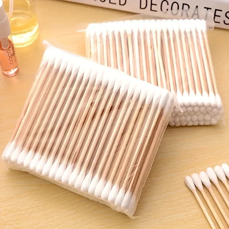100/500/700/1000pcs Double Head Wood Cotton Swab Nose Ears Cleaning Women Makeup Tools Lipstik Cotton Buds Bastoncillos Oidos 3