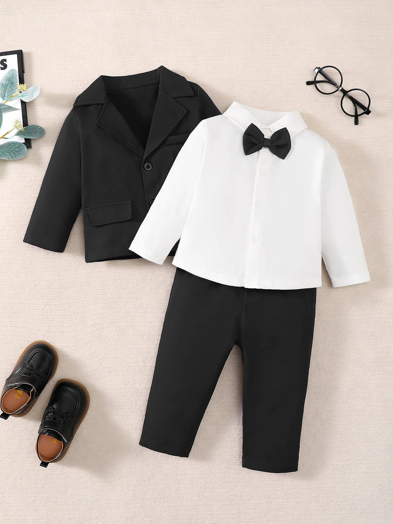 Winter  0-3Years Old  Baby Boy Gentleman's Suit With Shirt + Suit Long-sleeved Jacket + Trousers 3-Piece Set 5