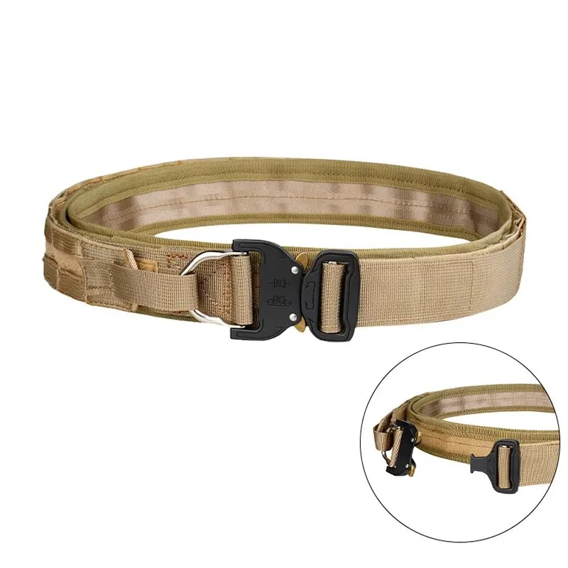 1.5-Inch Tactical MOLLE Combat Belt Equipped with Inner Belt and Inner Non-Slip Pad 2-in-1 Quick-Release System Belt combat belt