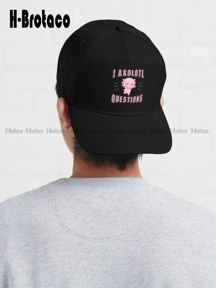 

Axolotl Questions Cute Axolotl Baseball Cap Custom Caps Colorful Comfortable Best Girls Sports Adjustable Custom Gift Denim Caps