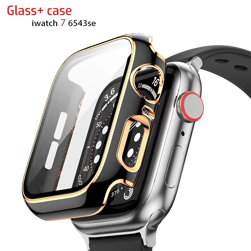 Glass + Cover For Apple Watch Case 45mm 41mm 44mm 40mm 42mm 38mm Two