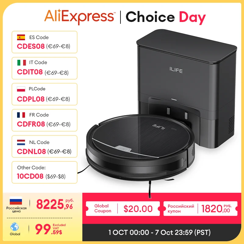 ILIFE V9/V9Pro Robot Vacuum, Self-Emptying, 3000Pa Strong Suction, Gyro Navigation, Schedule, App/Alexa Control, for Pet Hair