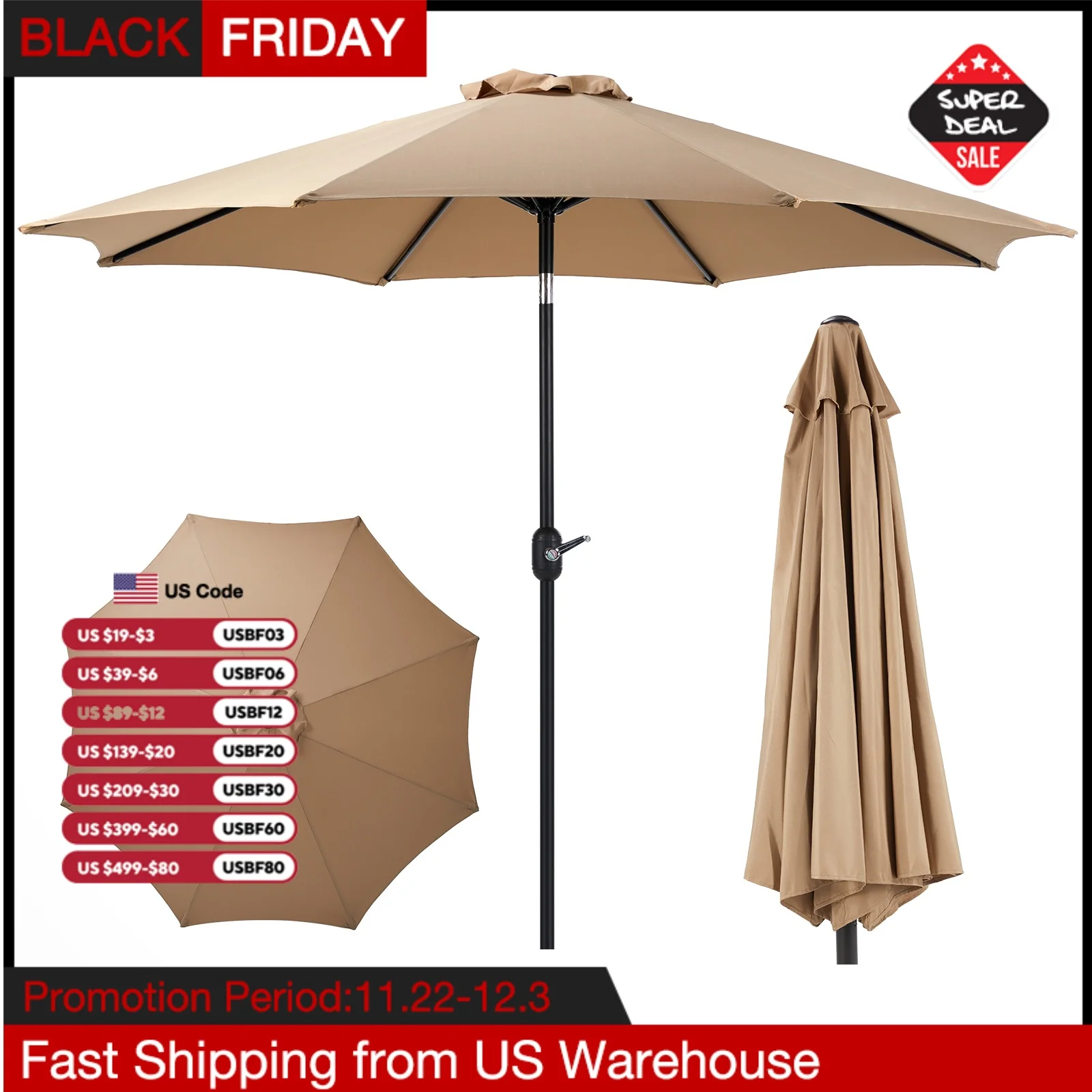 Outdoor Patio Umbrella UV Protection Sturdy All-Weather Umbrella for Garden, Backyard, Pool, and Holidays Practical Beach Essentials Umbrellas & sun shelters