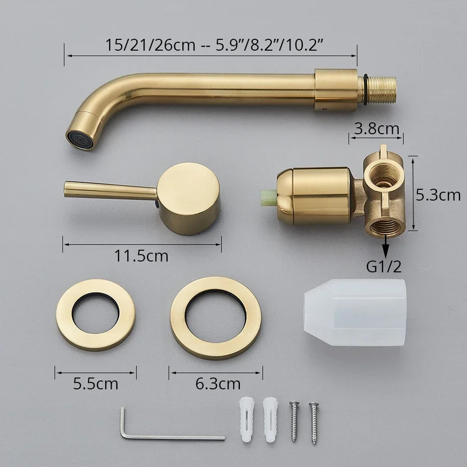 Brushed Gold/Black Basin Faucet Concealed Wall Mounted For Bathroom Faucets Bath Basin Sink Tap Bathtub Hot And Cold Water Mixer