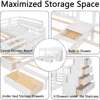 Triple Bunk Beds with Drawers, Wood Full Over Twin & Twin Bunk Bed with Storage Staircase, Triple Bed for Kids,3 Bed Bunk Beds 3
