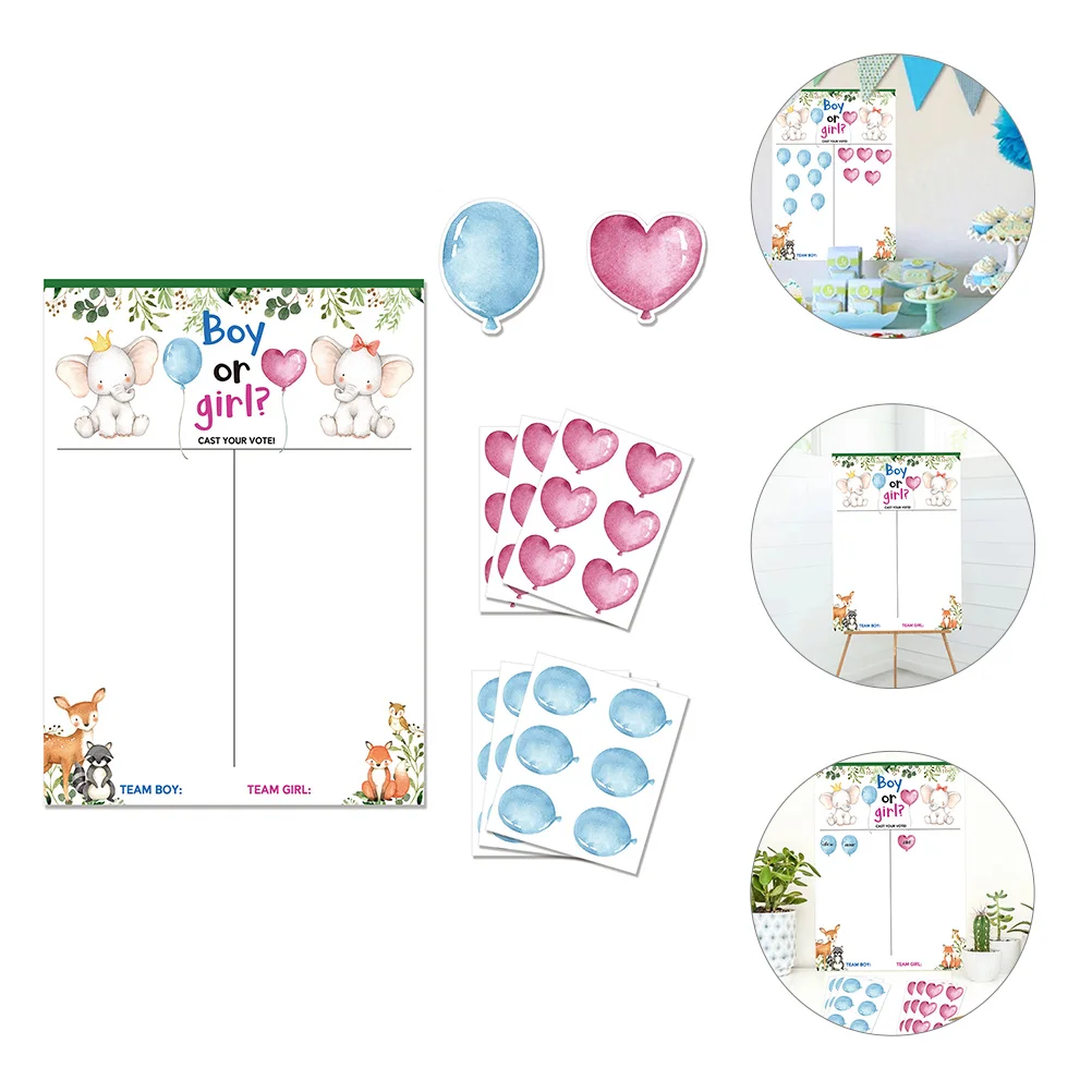 

Gender Prediction Poster Baby Reveal Shower Games Cards Predictions Party Stickers
