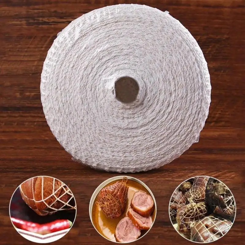 3M Meat Cotton Mesh Bag Ham Sausage Mesh Pork Roll Rope Sausage Cover Meat Cooking Tools Hot Dog Ham Elbow Fixed Bag