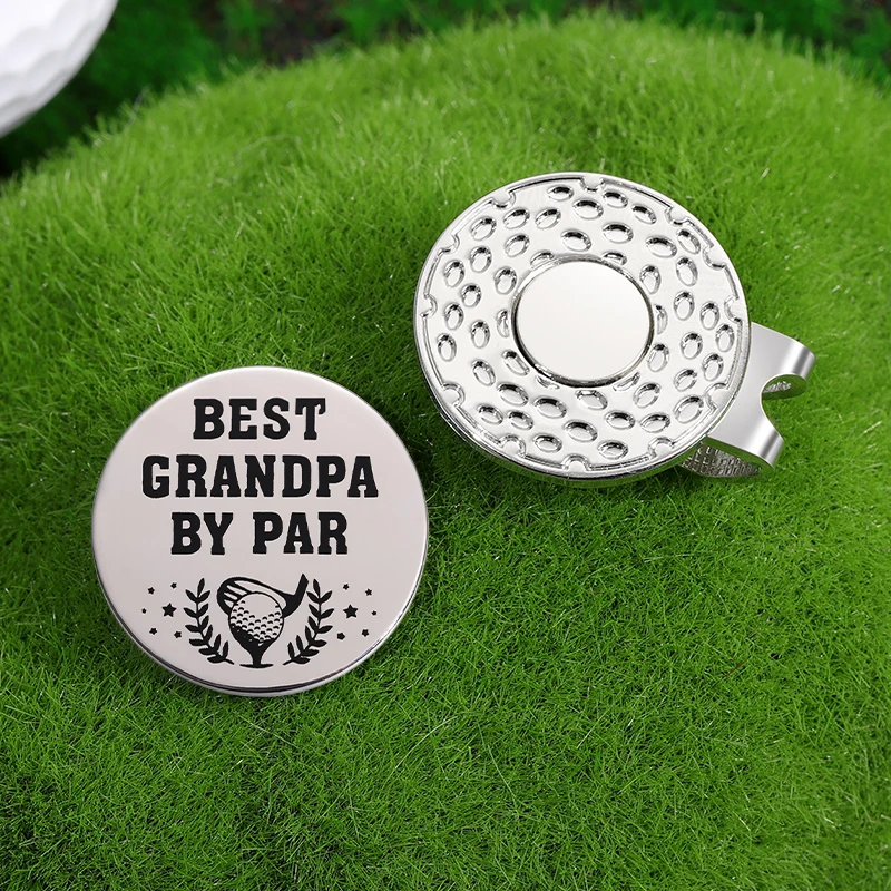Grandpa By Par Funny Golf Ball Magnetic Hat Clip Golf Accessories Marker with Baseball Cap Clips Jewelry Gift for Friends