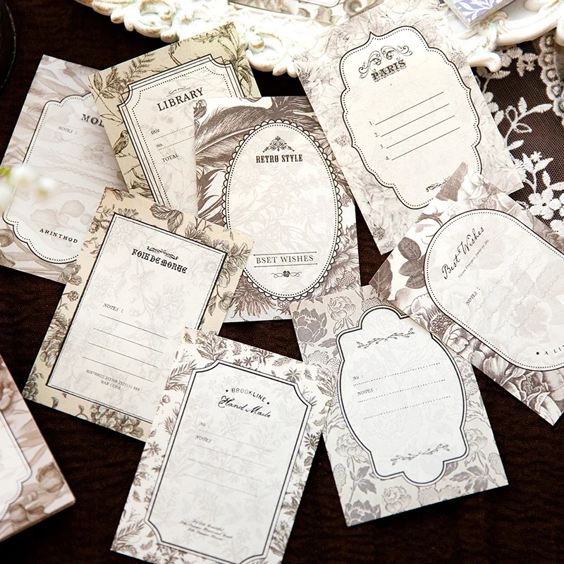 40Sheets Memo Book Retro Floral Pattern Decorative Backing Plant light ledger Border Material Paper Scrapbooking 105*75MM 5