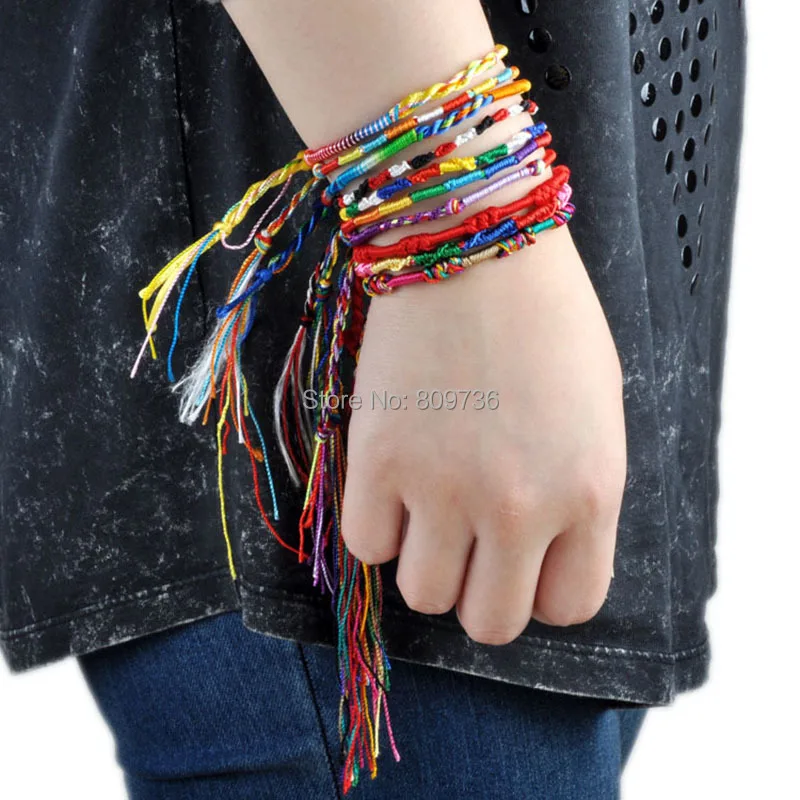 Bracelet Jewelry 100Pcs /Set Rainbow Color Mix Braid Friendship Bracelets for Women Gift DIY Handmade Rope Bangles
