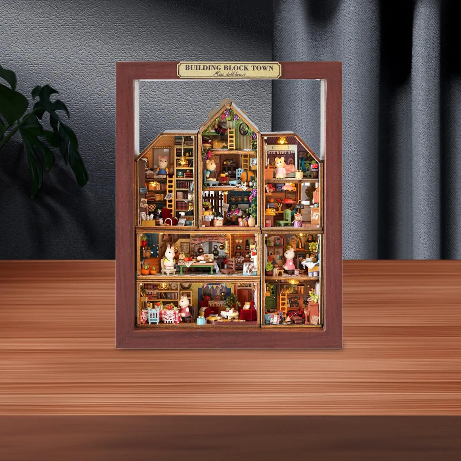 

DIY Dollhouse Miniature 3D Puzzle Doll House Craft Wood House Built in LED Light Wooden Building Town Home Decor Valentine's Day