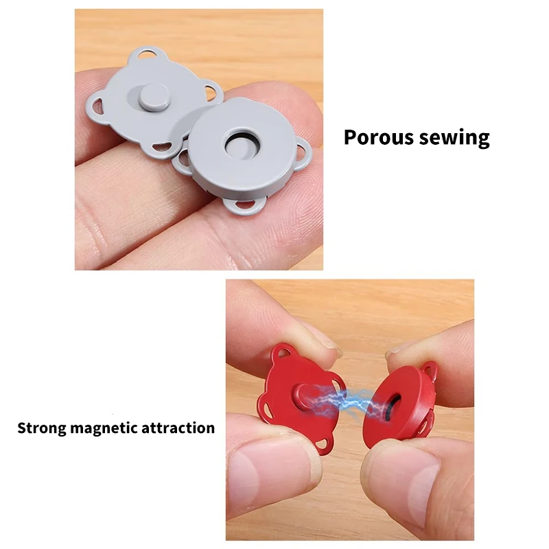 Snap Button Kit 10 Sets Magnetic Snap Button Metal Plum Blossom Sew on Button Clasps Fasteners for Purses Handbag Clothes DIY
