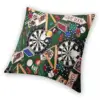 Game Room Billiards Darts Cards Square Pillowcase Polyester Linen Velvet Pattern Zip Decorative Pillow Case Home Cushion Cover 4