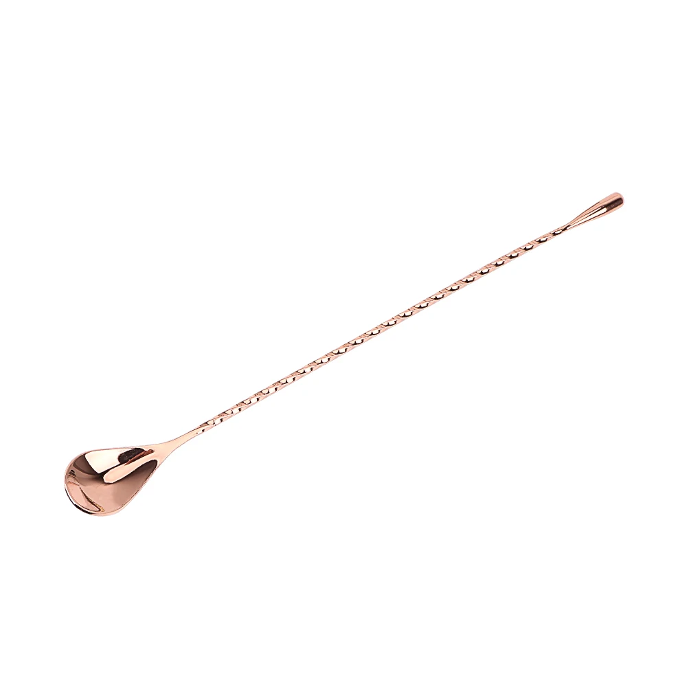 Premium Stainless Steel Spiral Pattern Cocktail Mixing Spoon - Teardrop Bar Stirrer Tool