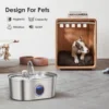 3.2L stainless steel cat water dispenser window has water level, which can be observed, suitable for many cats and dogs 2