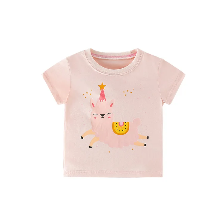 Children T Shirt Summer 2-8 Years Kids Girl Shorts Sleeve Printed Tops